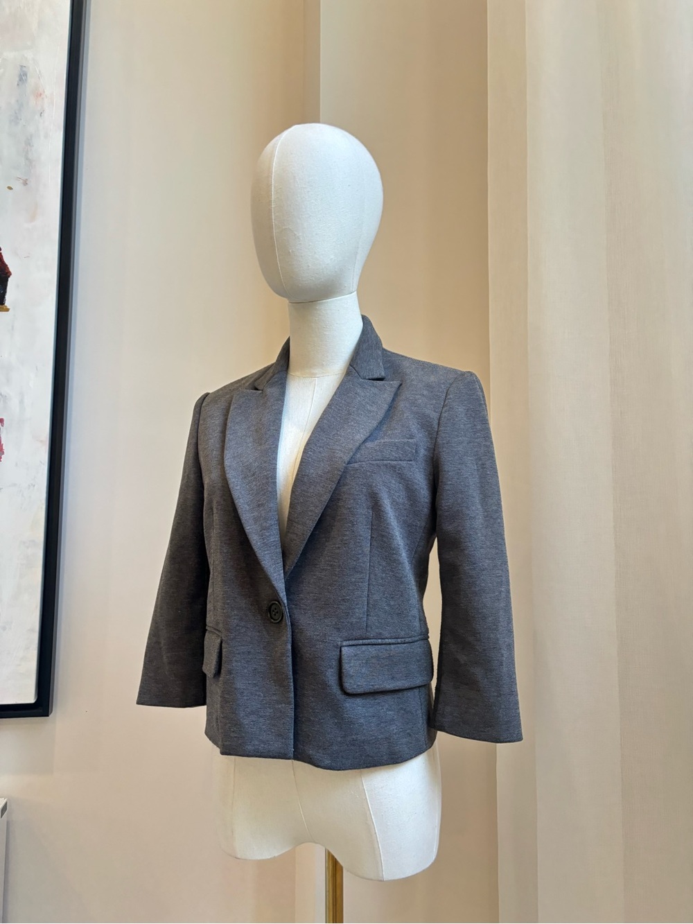BCBGMaxAzria Charcoal Gray Single-Button Tailored Blazer